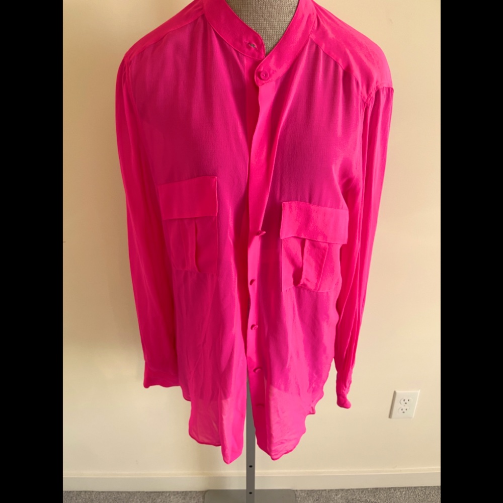 BcbgMaxazria pink silk shirt